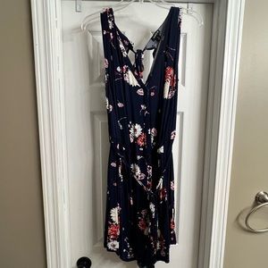 Plus sized floral navy romper